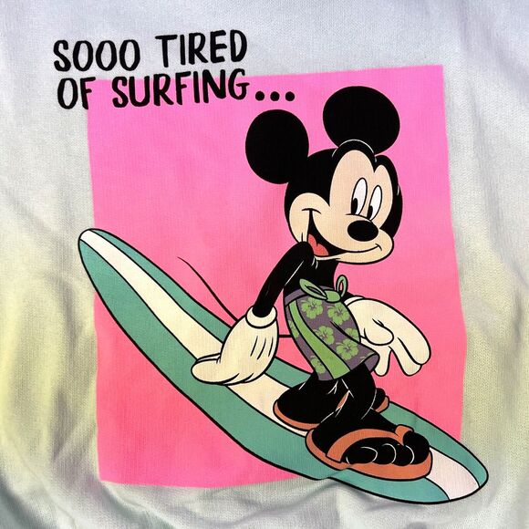 Zara x Disney Girl's 8-9 Mickey Mouse Surf Sweatshirt Green So Tired Of Surfing - Picture 7 of 14